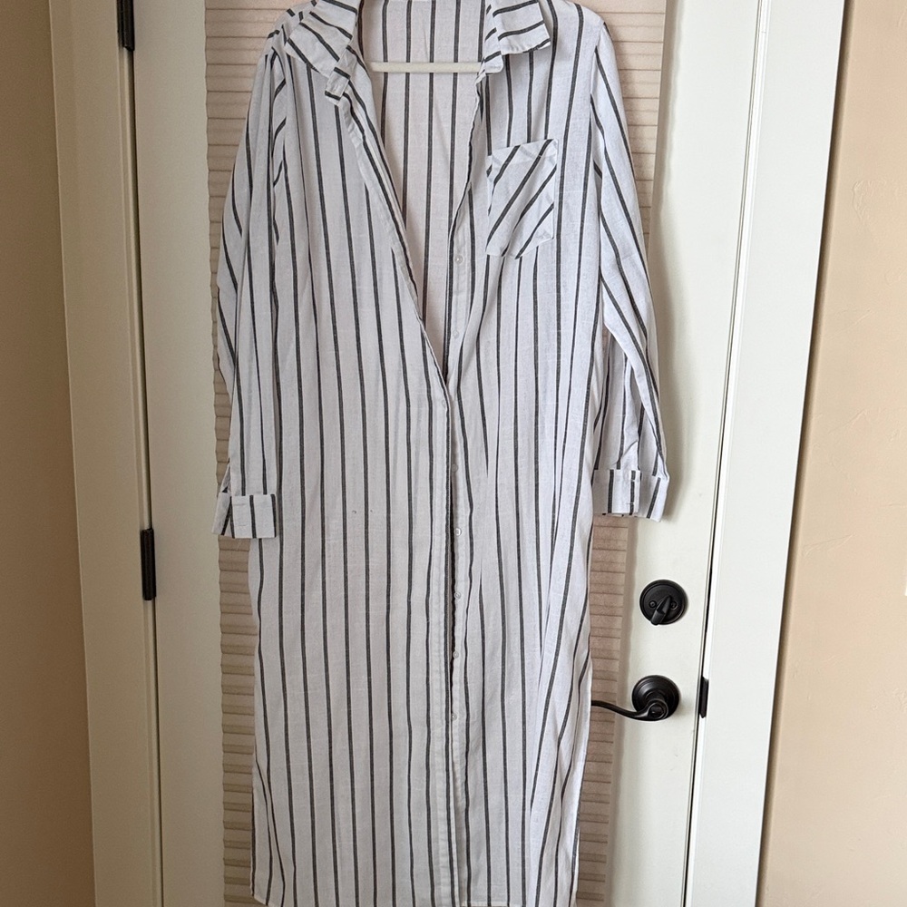 Striped Long Sleeve Shirt Dress
